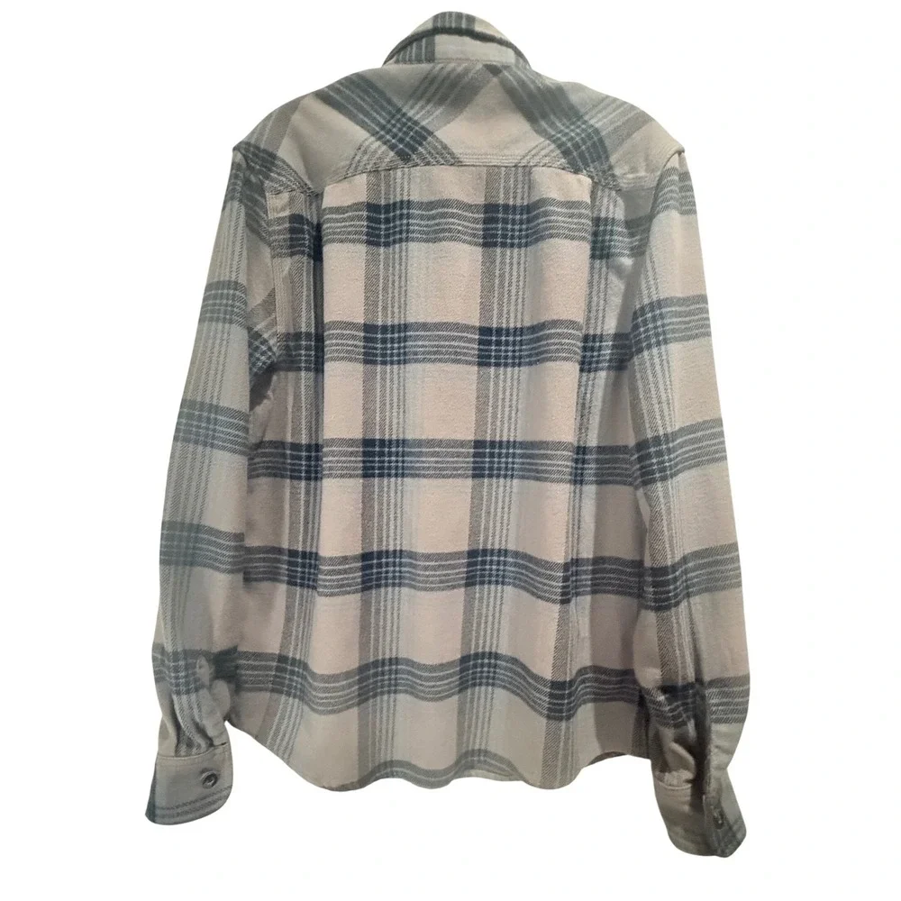 Brixton Flannel Shirt Men Medium Grey Blue Plaid Long Sleeve Button‎ Up